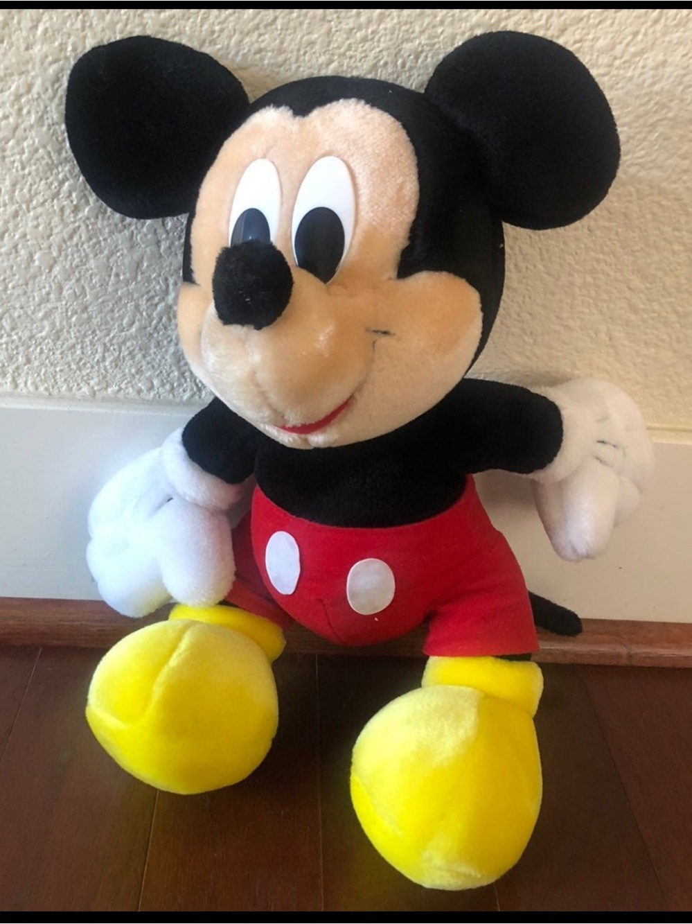 Vintage Disney Mickey Mouse Plush Sun-Star Japan 15" Stuffed Animal Classic Red - Picture 1 of 9